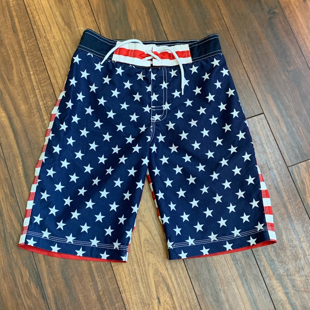 USA flag swim trunks